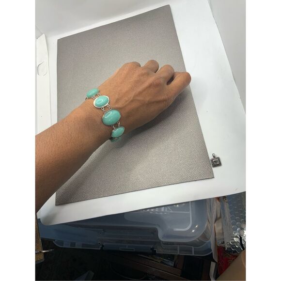 Amazonite Block and Toggle Clasp Bracelet in Stainless Steel - Picture 4 of 9